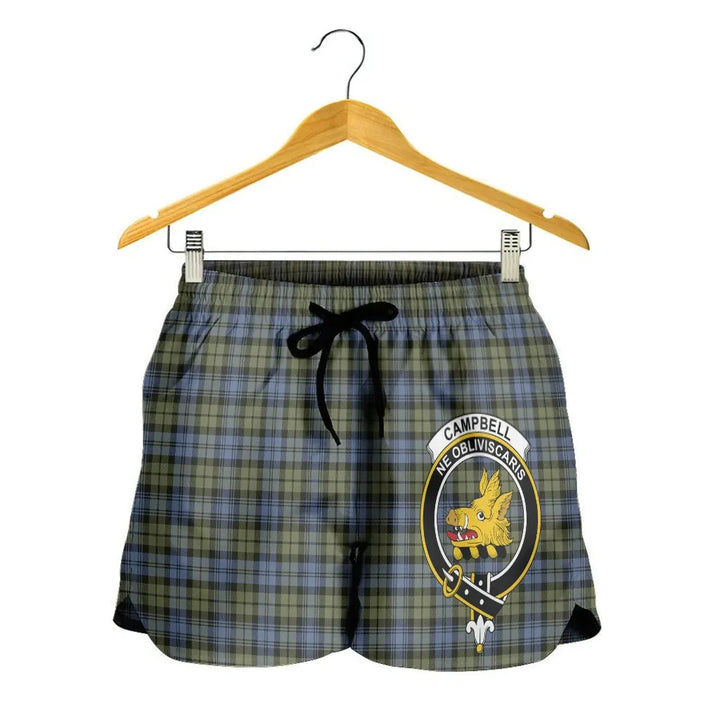 Scottish Campbell Faded Clan Crest Tartan Women Shorts