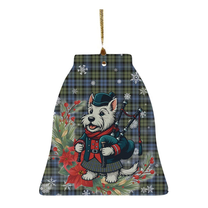 Scottish Campbell Faded Clan Tartan Ceramic Ornament Cute Scottish Terrier Dog Bell Style Tartan Plaid