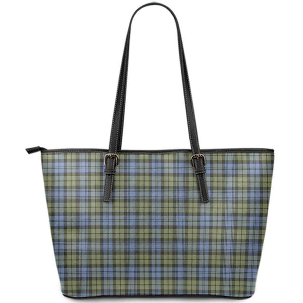Scottish Campbell Faded Clan Tartan Leather Tote Tartan Plaid