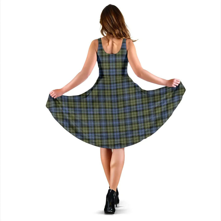 Scottish Campbell Faded Clan Tartan Women Midi Dress