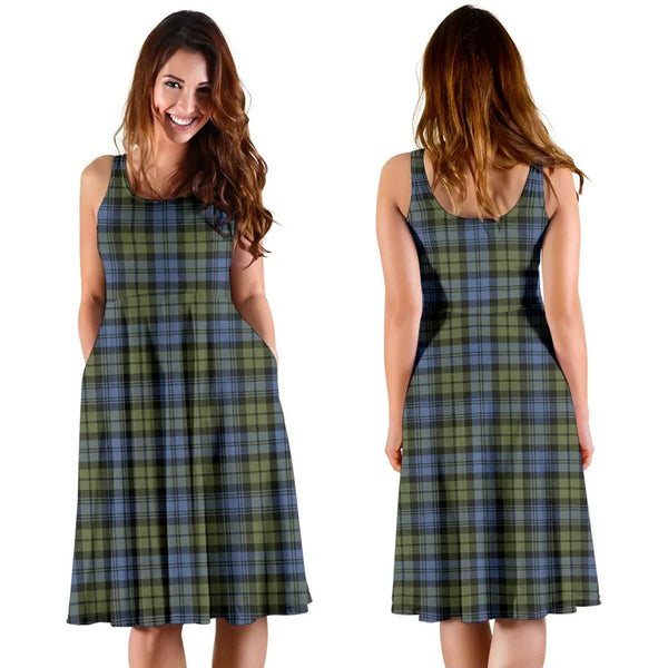 Scottish Campbell Faded Clan Tartan Women Midi Dress