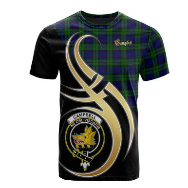 Scottish Campbell Modern Clan Crest Tartan T-Shirt Believe in Me Front Side Tartan Plaid