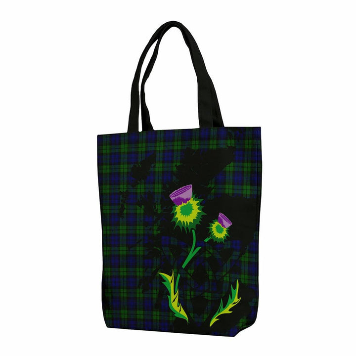 Scottish Campbell Modern Clan Tartan Canvas Bag With Shoulder Strap With Thistle Tartan Plaid 1