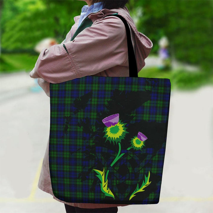 Scottish Campbell Modern Clan Tartan Canvas Bag With Shoulder Strap With Thistle Tartan Plaid 2