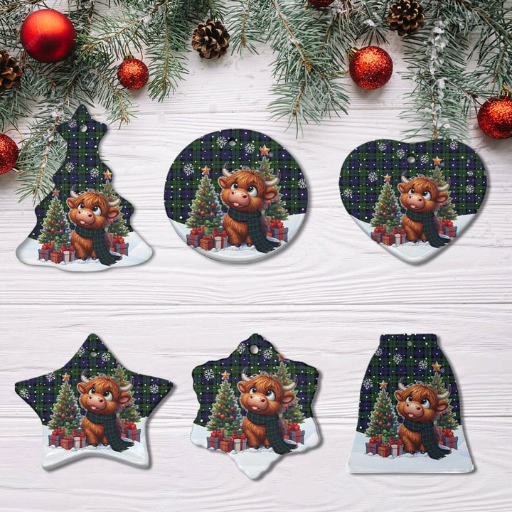 Scottish Campbell Modern Clan Tartan Ceramic Ornament Cute Highland Cow Christmas All Style Tartan Plaid
