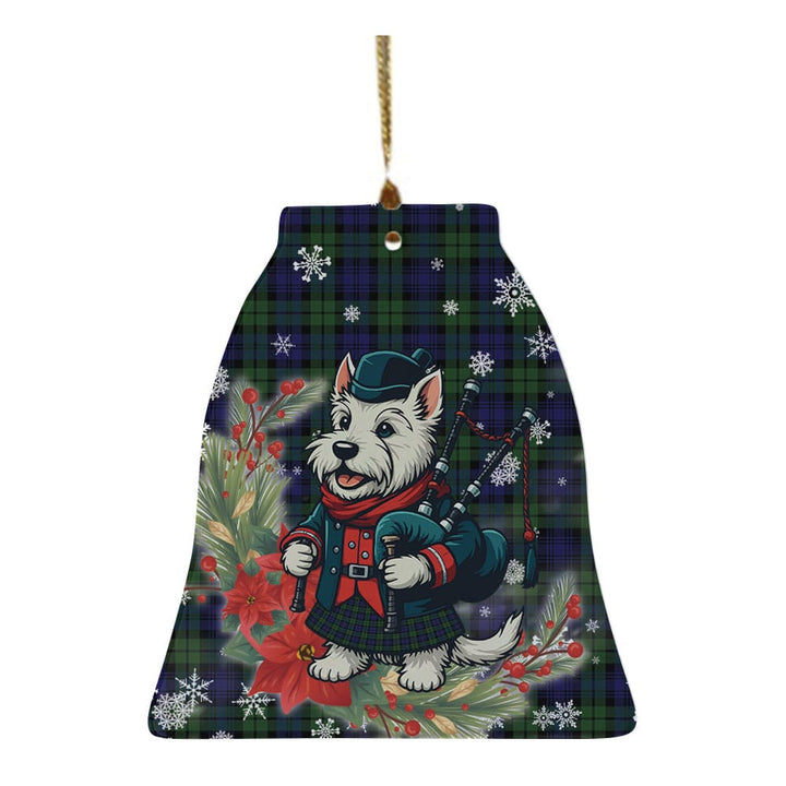 Scottish Campbell Modern Clan Tartan Ceramic Ornament Cute Scottish Terrier Dog Bell Style Tartan Plaid