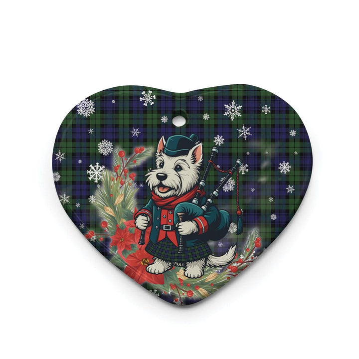 Scottish Campbell Modern Clan Tartan Ceramic Ornament Cute Scottish Terrier Dog Heart Style Tartan Plaid