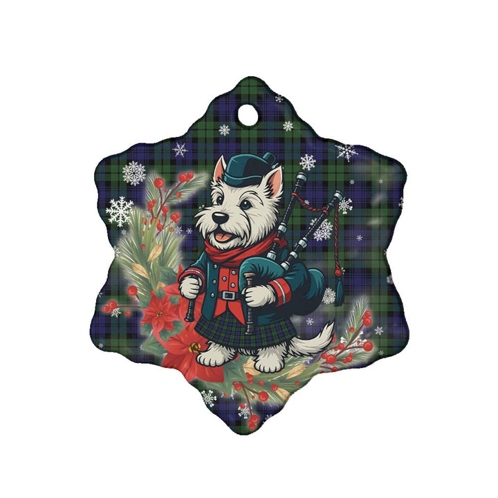 Scottish Campbell Modern Clan Tartan Ceramic Ornament Cute Scottish Terrier Dog Snow Flake Style Tartan Plaid
