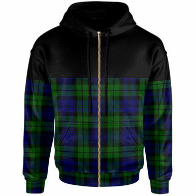 Scottish Campbell Modern Clan Tartan Hoodie - Horizontal Style Zip Tartan Plaid