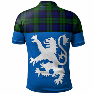 Scottish Campbell Modern Clan Tartan Polo Shirt - Lion Rampant of Scotland With Flag Back Side Tartan Plaid