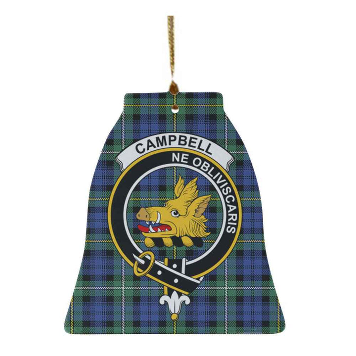 Scottish CampBell Shape of Argyll Clan Crest Tartan Ceramic Ornament Bell Shape Tartan Plaid