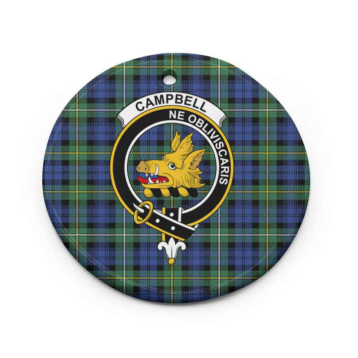Scottish CampBell Shape of Argyll Clan Crest Tartan Ceramic Ornament Circle Shape Tartan Plaid