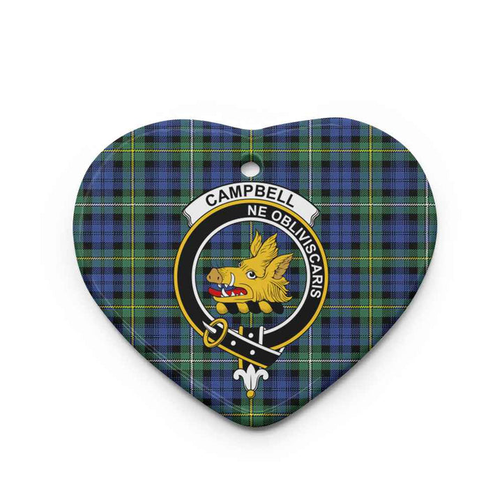 Scottish CampBell Shape of Argyll Clan Crest Tartan Ceramic Ornament Heart Shape Tartan Plaid