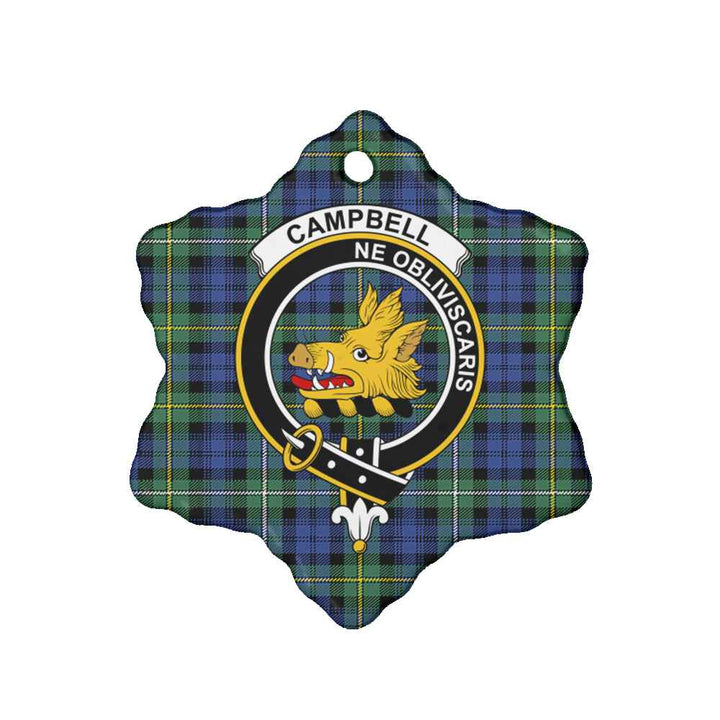 Scottish CampBell Shape of Argyll Clan Crest Tartan Ceramic Ornament Snow Flake Shape Tartan Plaid