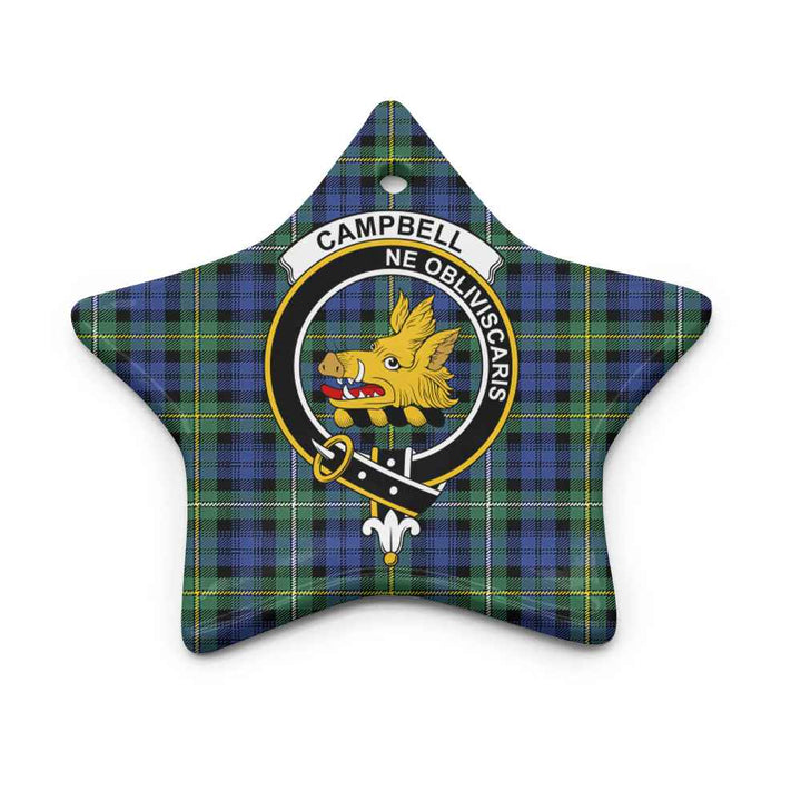 Scottish CampBell Shape of Argyll Clan Crest Tartan Ceramic Ornament Star Shape Tartan Plaid