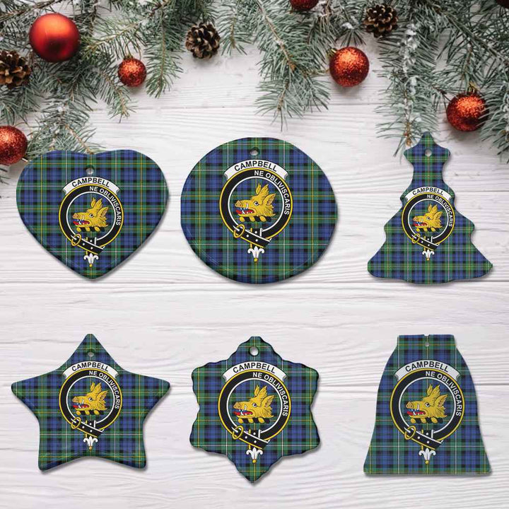 Scottish CampBell Shape of Argyll Clan Crest Tartan Ceramic Ornament All Tartan Plaid