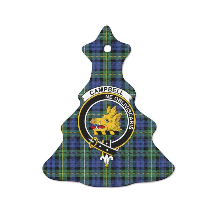 Scottish CampBell Shape of Argyll Clan Crest Tartan Ceramic Ornament Tree Shape Tartan Plaid