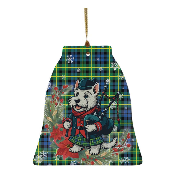 Scottish Campbell of Breadalbane Ancient Clan Tartan Ceramic Ornament Cute Scottish Terrier Dog Bell Style Tartan Plaid