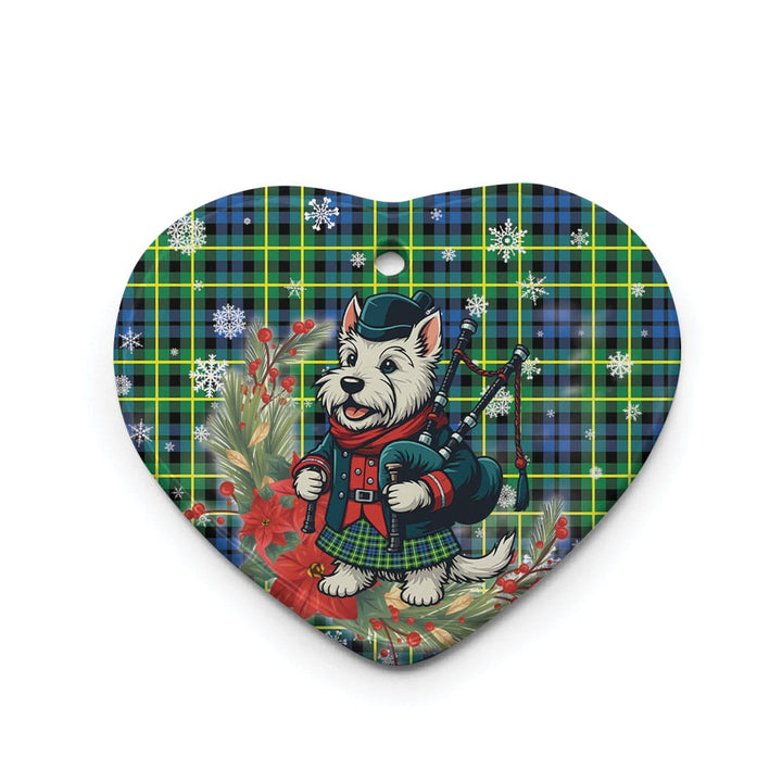 Scottish Campbell of Breadalbane Ancient Clan Tartan Ceramic Ornament Cute Scottish Terrier Dog Heart Style Tartan Plaid