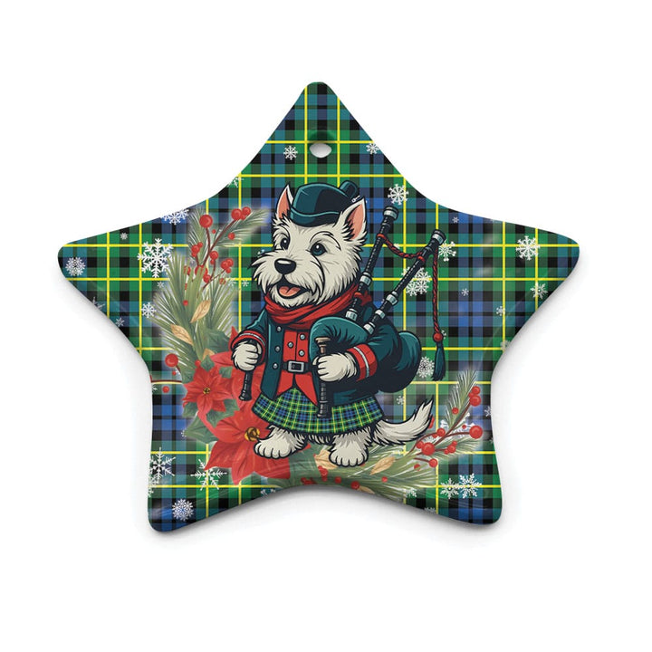 Scottish Campbell of Breadalbane Ancient Clan Tartan Ceramic Ornament Cute Scottish Terrier Dog Star Style Tartan Plaid