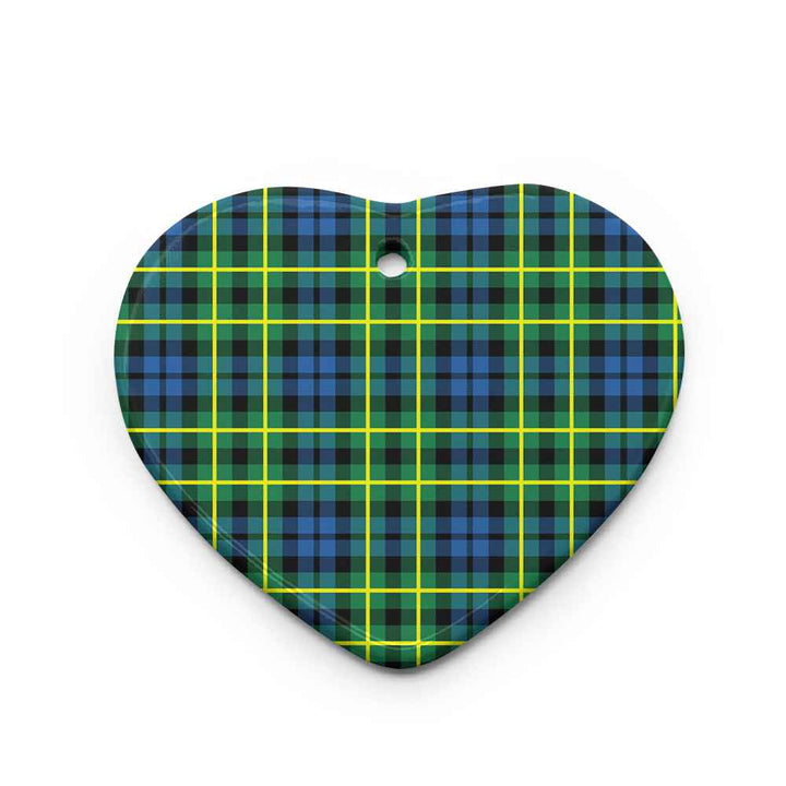 Scottish Campbell of Breadalbane Ancient Clan Tartan Ceramic Ornament Heart Shape Tartan Plaid