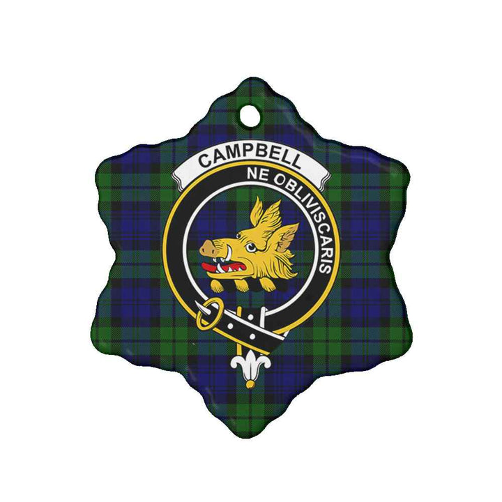 Scottish CampBell Shape of Breadalbane Clan Crest Tartan Ceramic Ornament Snow Flake Shape Tartan Plaid