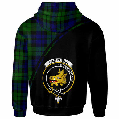 Scottish Campbell of Breadalbane Clan Crest Tartan Curve Hoodie Back Side Tartan Plaid