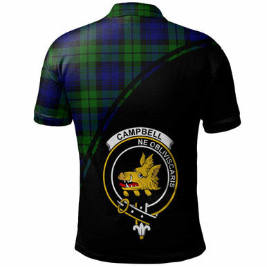 Scottish Campbell of Breadalbane Clan Crest Tartan Curve Polo Shirt Back Side Tartan Plaid