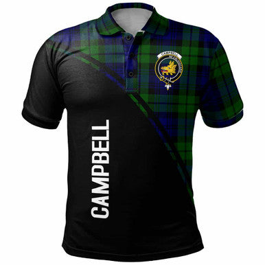 Scottish Campbell of Breadalbane Clan Crest Tartan Curve Polo Shirt Front Side Tartan Plaid