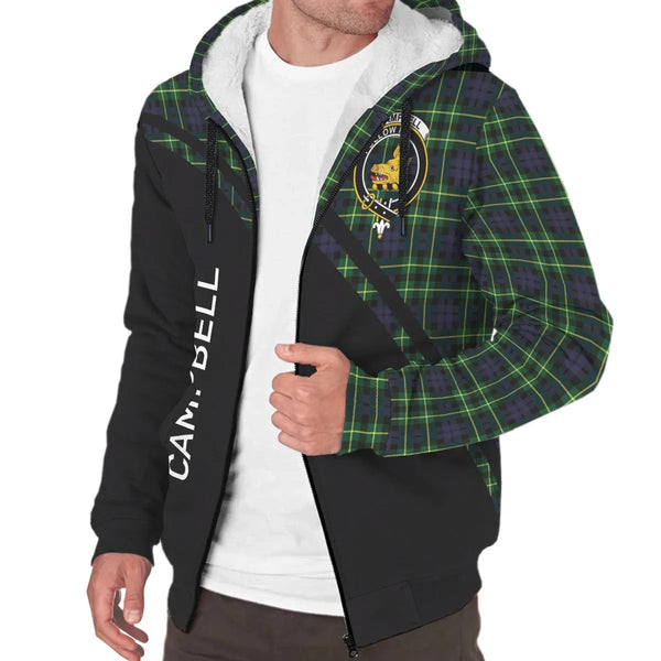 Scottish Campbell of Breadalbane Clan Crest Tartan Curve Sherpa Hoodie