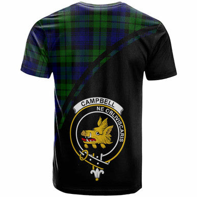 Scottish Campbell of Breadalbane Clan Crest Tartan Curve T-Shirt Back Side Tartan Plaid