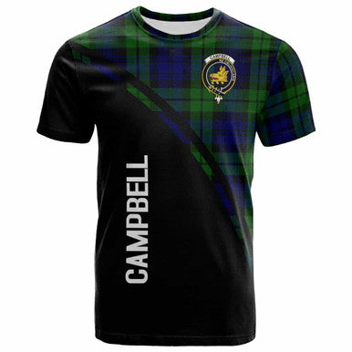 Scottish Campbell of Breadalbane Clan Crest Tartan Curve T-Shirt Front Side Tartan Plaid