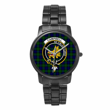Scottish Campbell of Breadalbane Clan Crest Tartan Folding Clasp Steel Quartz Watches Tartan Plaid Black 1