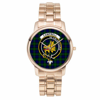 Scottish Campbell of Breadalbane Clan Crest Tartan Folding Clasp Steel Quartz Watches Tartan Plaid Rose Gold 1