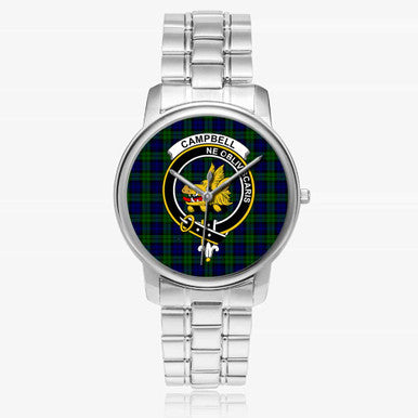 Scottish Campbell of Breadalbane Clan Crest Tartan Folding Clasp Steel Quartz Watches Tartan Plaid Silver 1