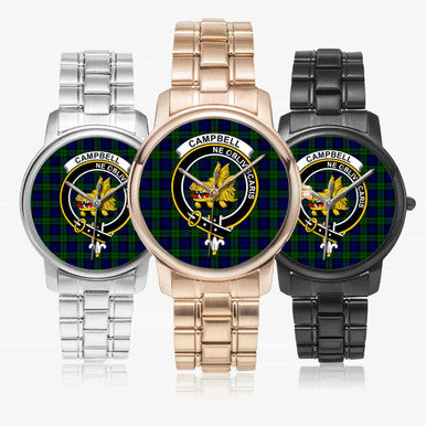 Scottish Campbell of Breadalbane Clan Crest Tartan Folding Clasp Steel Quartz Watches Tartan Plaid All