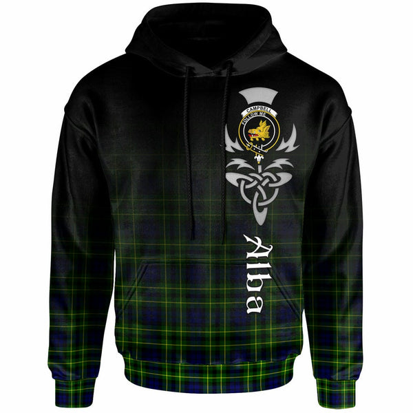 Scottish Campbell of Breadalbane Clan Crest Tartan Hoodie - Alba Gu Brath Family Crest Celtic Inspired Front Side Tartan Plaid