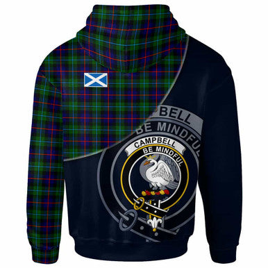 Scottish Campbell of Breadalbane Clan Crest Tartan Hoodie - Bend Style Back Side Tartan Plaid