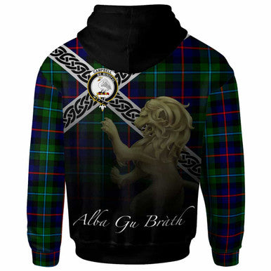 Scottish Campbell of Breadalbane Clan Crest Tartan Hoodie - Scotland Lion Back Side Tartan Plaid