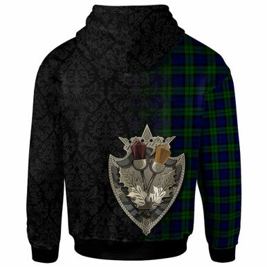 Scottish Campbell of Breadalbane Clan Crest Tartan Hoodie - Half Thistle Flowers Celtic Design Back Side Tartan Plaid
