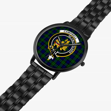 Scottish Campbell of Breadalbane Clan Crest Tartan Instafamous Steel Quartz Watches Tartan Plaid Black 2