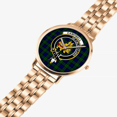 Scottish Campbell of Breadalbane Clan Crest Tartan Instafamous Steel Quartz Watches Tartan Plaid Rose Gold 2