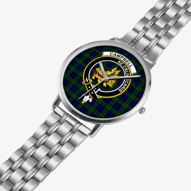 Scottish Campbell of Breadalbane Clan Crest Tartan Instafamous Steel Quartz Watches Tartan Plaid Silver 2