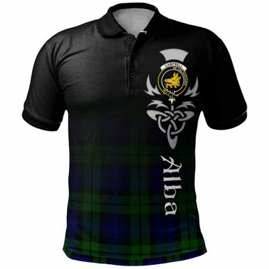 Scottish Campbell of Breadalbane Clan Crest Tartan Polo Shirt - Alba Gu Brath Family Crest Celtic Inspired Front Side Tartan Plaid