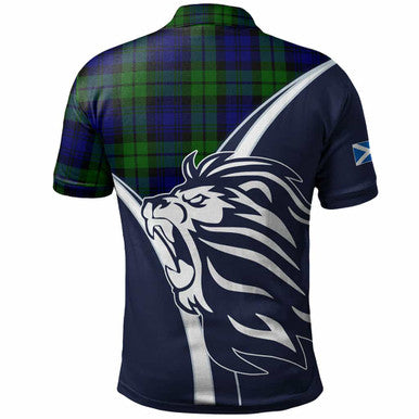 Scottish Campbell of Breadalbane Clan Crest Tartan Polo Shirt - Scottish Flag With Lion Back Side Tartan Plaid
