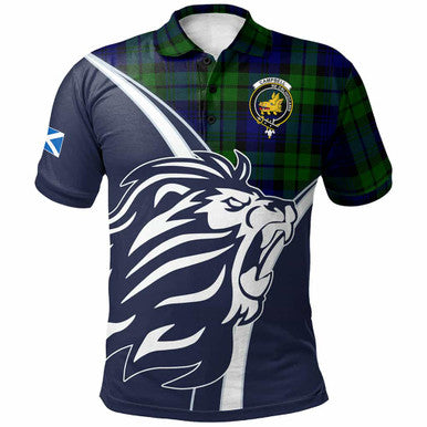 Scottish Campbell of Breadalbane Clan Crest Tartan Polo Shirt - Scottish Flag With Lion Front Side Tartan Plaid