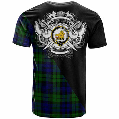 Scottish Campbell of Breadalbane Clan Crest Tartan T-Shirt - Military Logo Back Side Tartan Plaid