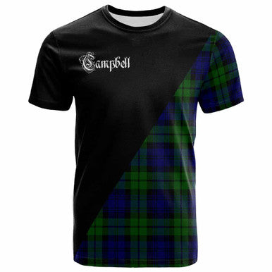 Scottish Campbell of Breadalbane Clan Crest Tartan T-Shirt - Military Logo Front Side Tartan Plaid