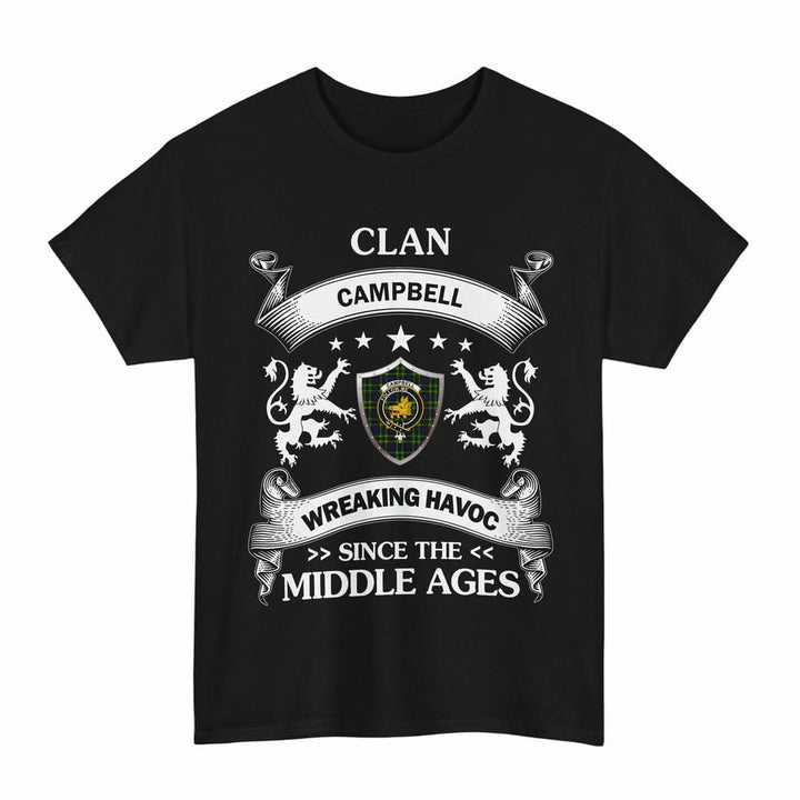 Scottish Campbell of Breadalbane Clan Crest Tartan T-Shirt Wreaking Havoc Design Tartan Plaid Black Color