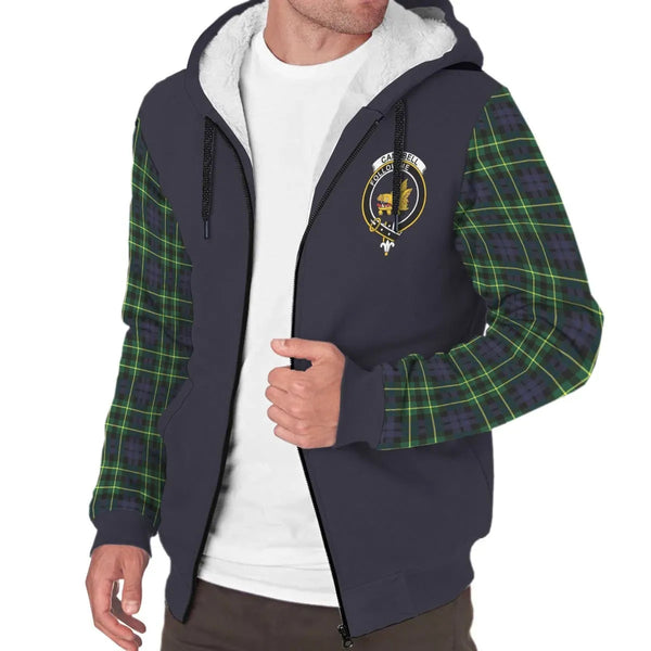 Scottish Campbell of Breadalbane Modern Clan Crest Tartan Plaid Sleeve Sherpa Hoodie